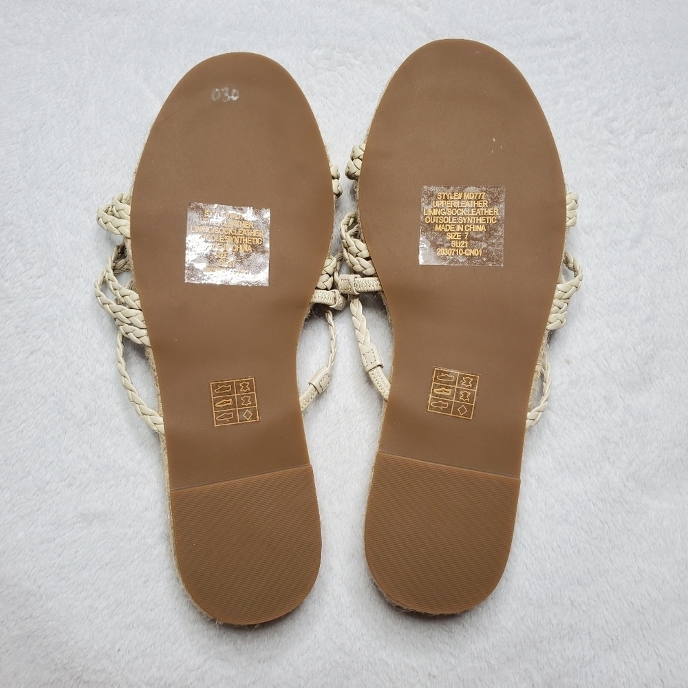 Madewell Kathryn Brown Leather Strappy Braided Woven Espadrille Slide Sandals - Picture 9 of 10